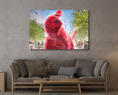 Clifford the Big Red Dog Wall Art Displayed in a Contemporary Living Room Interior