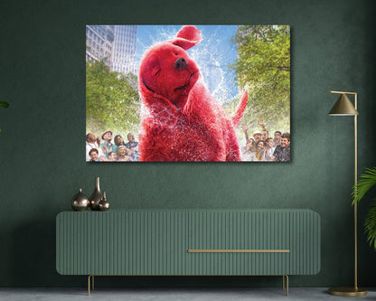 Clifford the Big Red Dog Wall Art Displayed on a Cabinet Wall in a Modern Interior