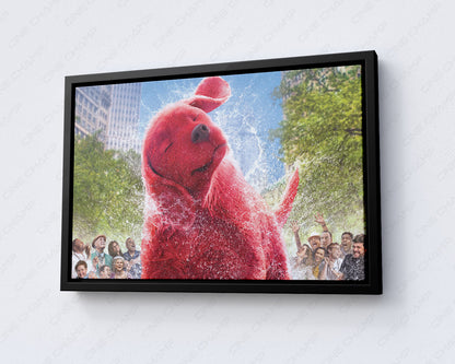 Clifford the Big Red Dog Wall Art with Black Floating Frame for Modern Home and Family Room Decor