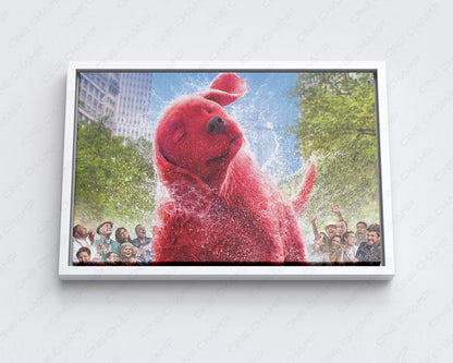 Clifford the Big Red Dog Wall Art with White Floating Frame for Stylish Family Movie Wall Decoration