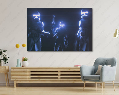 Clone Trooper Canvas Print Displayed on a Cabinet Wall in a Modern Interior
