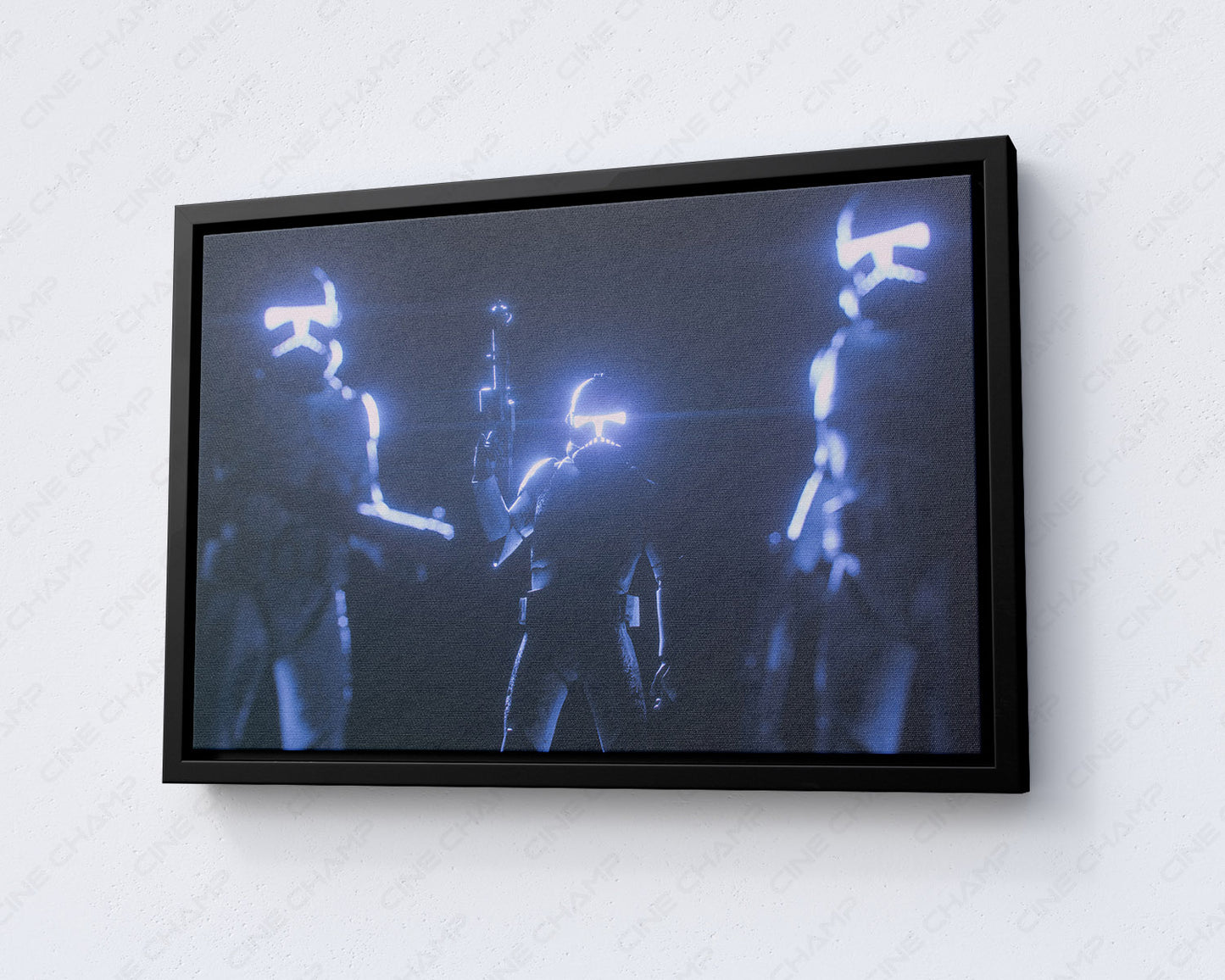 Clone Trooper Canvas Print with Black Floating Frame for Modern Home and Entertainment Room Decor