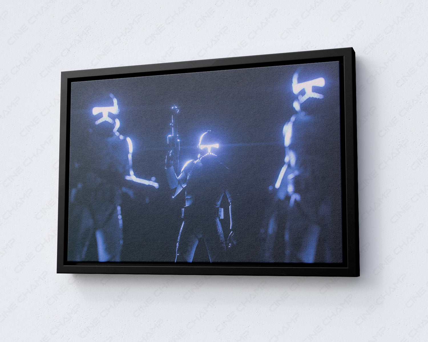 Clone Trooper Canvas Print with Black Floating Frame for Modern Home and Entertainment Room Decor