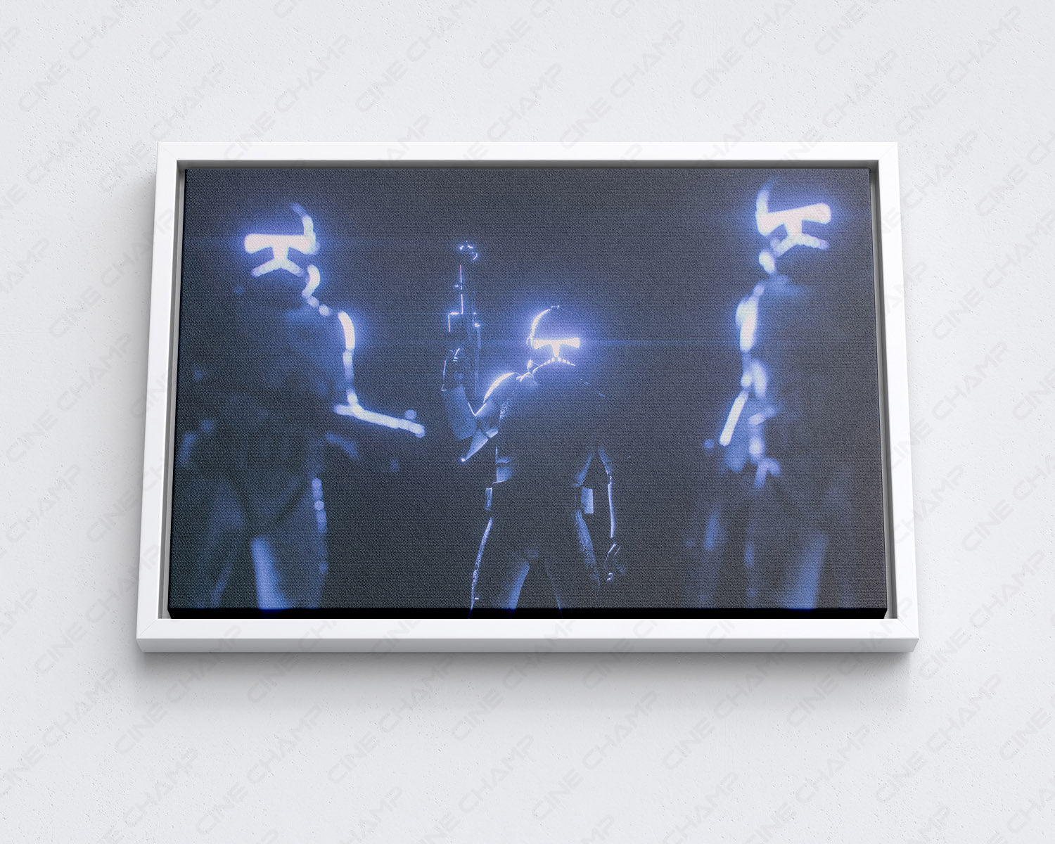 Clone Trooper Canvas Print with White Floating Frame for Stylish Star Wars-Themed Wall Decoration