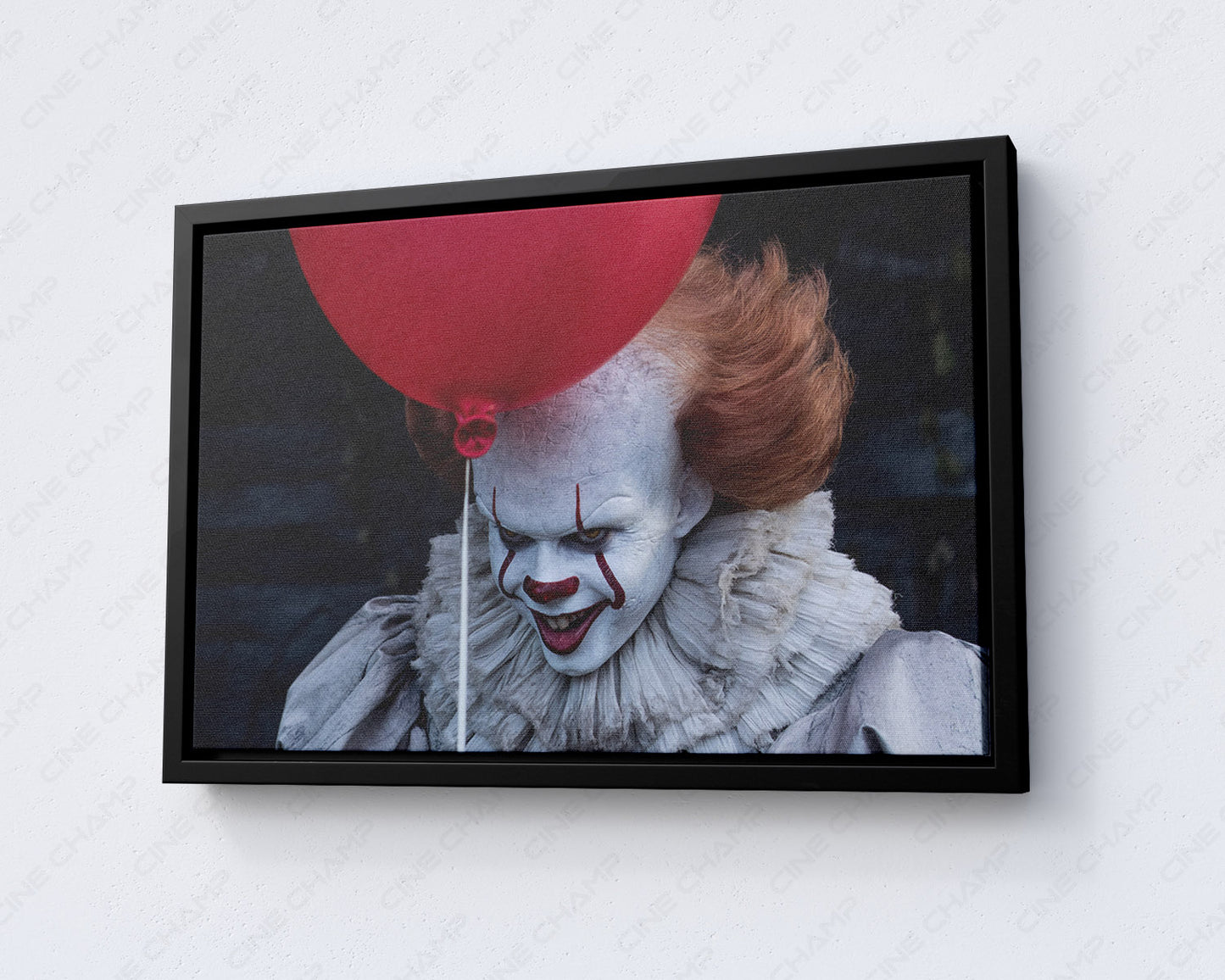 Clown Pennywise IT Canvas Print with Black Floating Frame