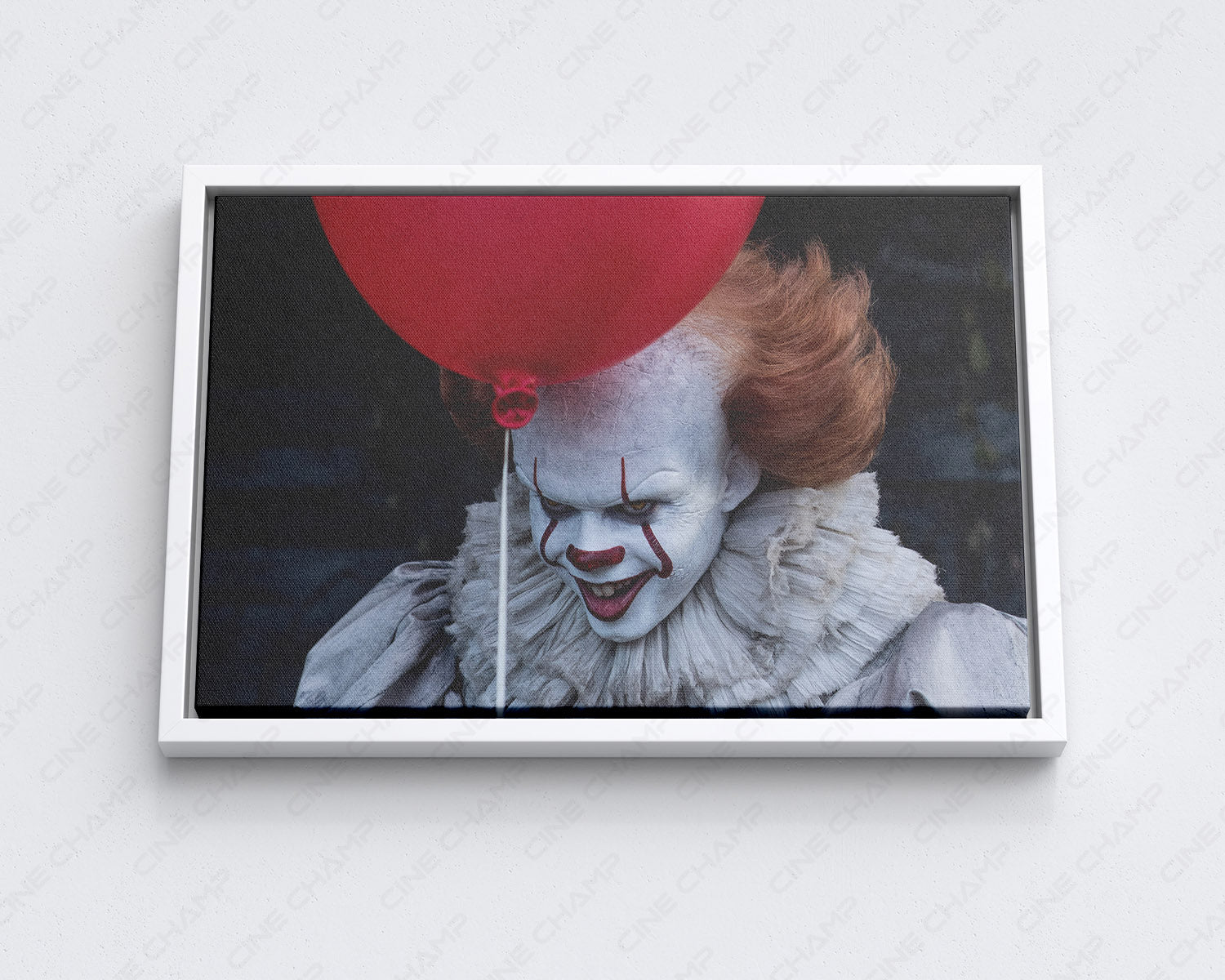 Clown Pennywise IT Canvas Print with White Floating Frame