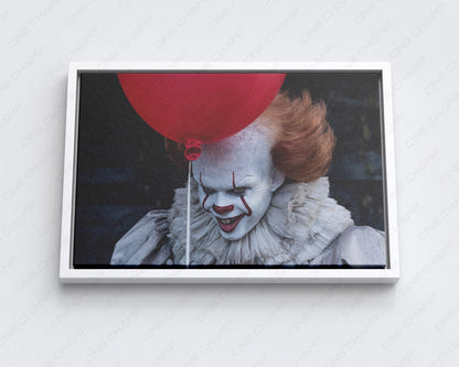 Clown Pennywise IT Canvas Print with White Floating Frame