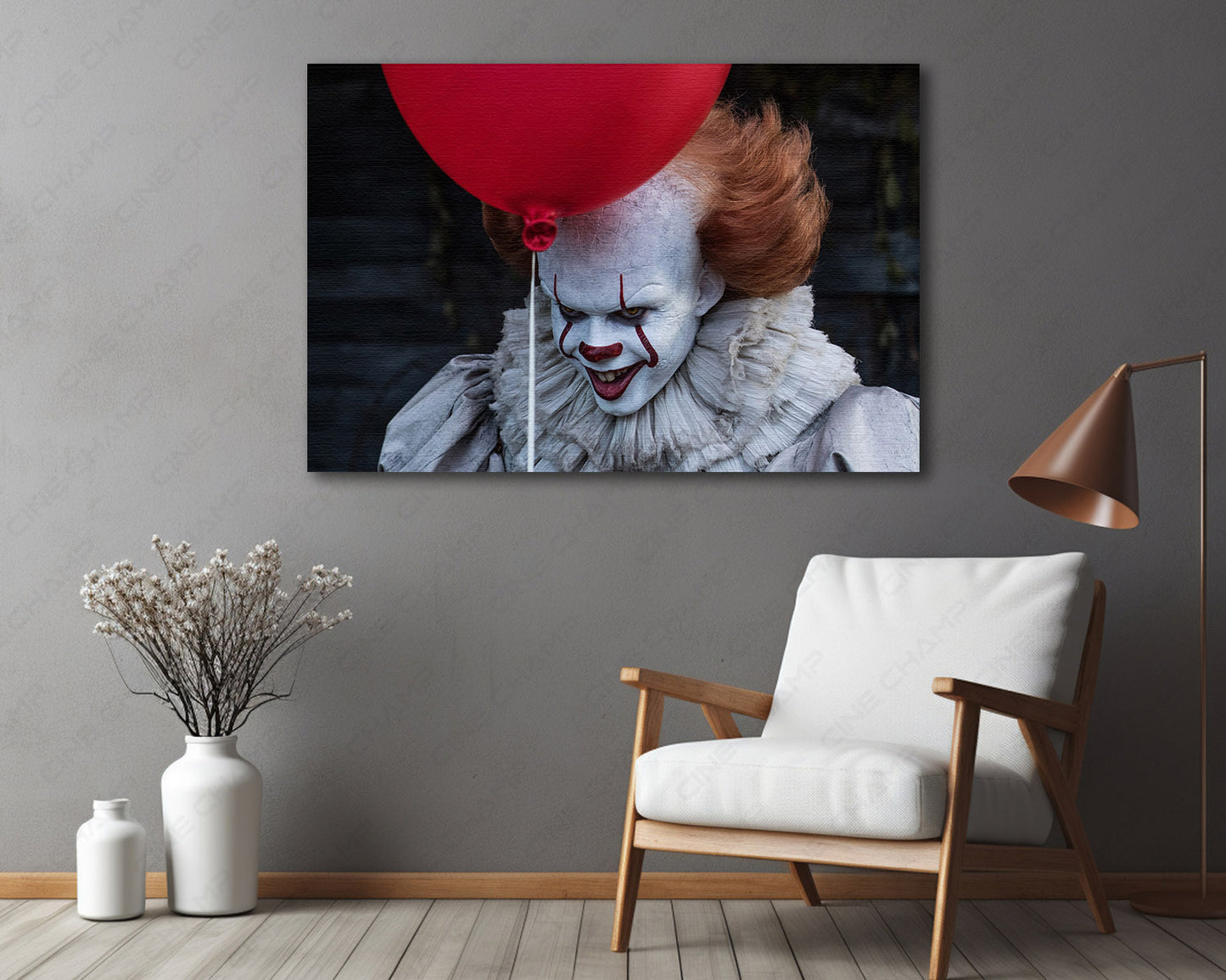 Clown Pennywise IT Canvas Wall Art in a Luxury Living Room