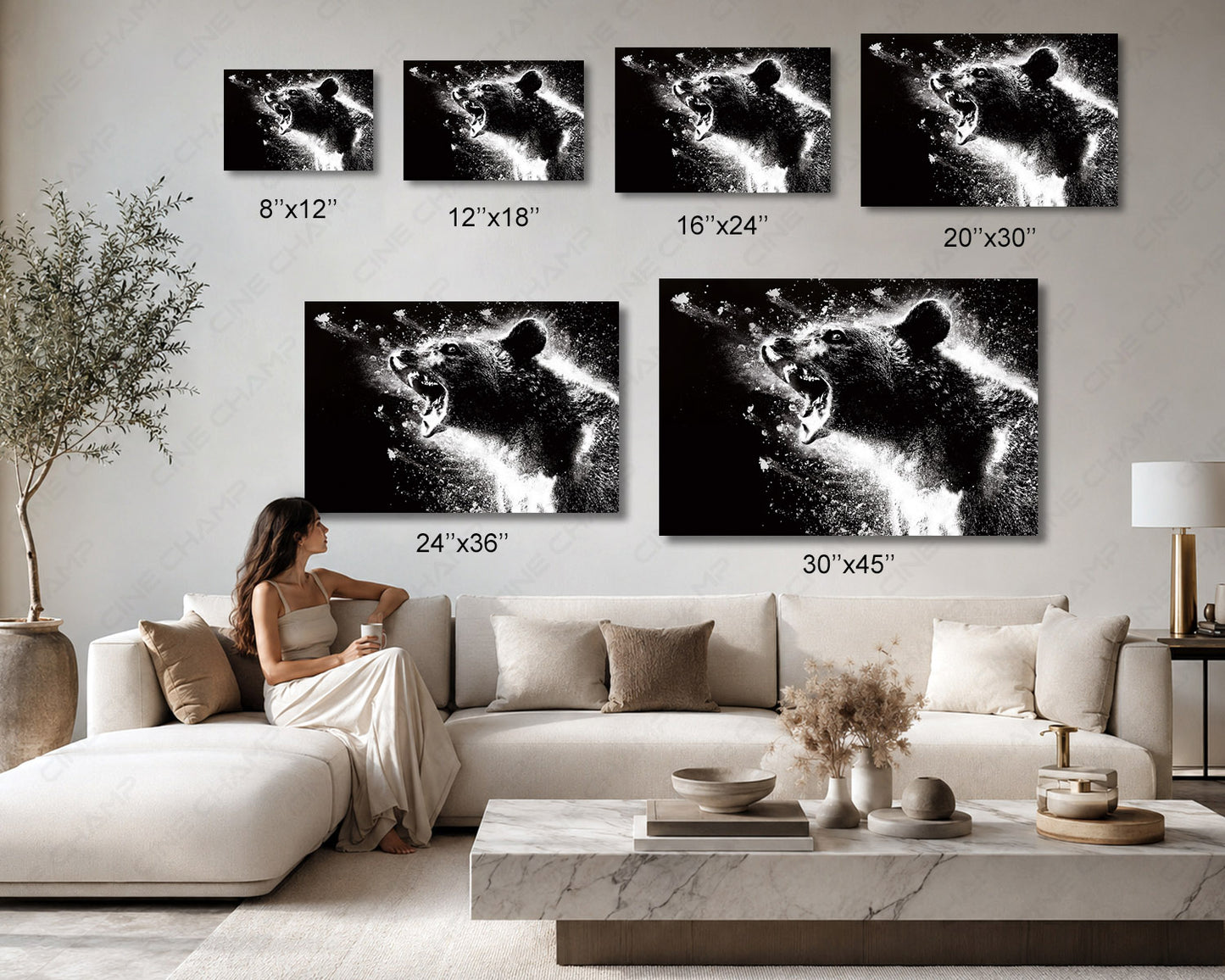 Cocaine Bear Canvas Print Available in Multiple Sizes for Home, Office, Bedroom, Entertainment Room, and Man Cave Decor