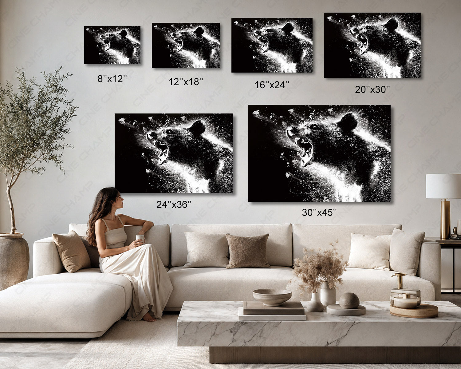 Cocaine Bear Canvas Print Available in Multiple Sizes for Home, Office, Bedroom, Entertainment Room, and Man Cave Decor