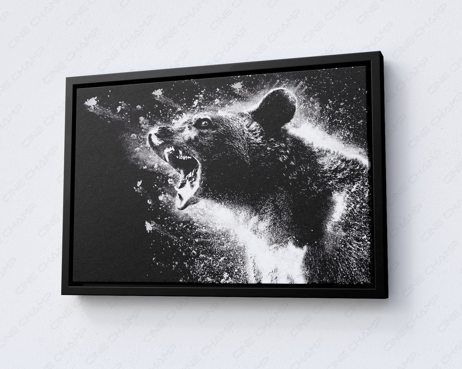 Cocaine Bear Canvas Print with Black Floating Frame for Modern Home and Entertainment Room Decor