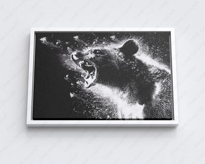 Cocaine Bear Canvas Print with White Floating Frame for Stylish Thriller Movie Wall Decoration