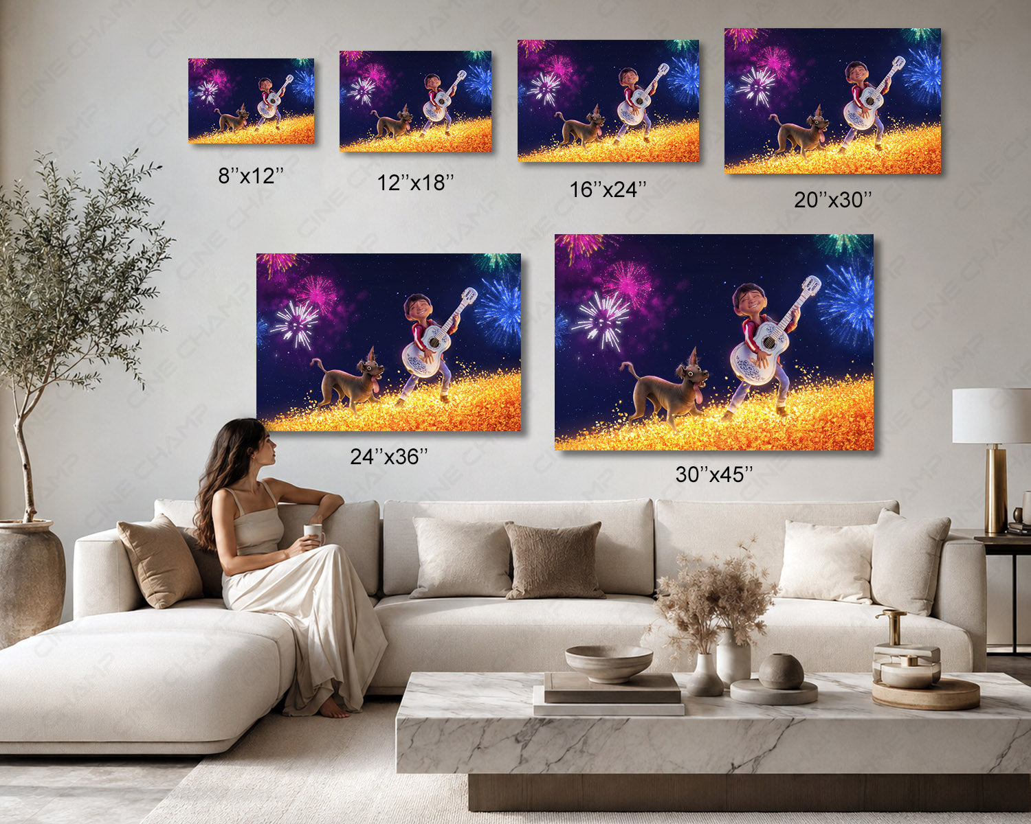 Coco Canvas Print Available in Multiple Sizes for Home, Office, Bedroom, Kids Room, Playroom, and Family Room Decor