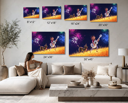 Coco Canvas Print Available in Multiple Sizes for Home, Office, Bedroom, Kids Room, Playroom, and Family Room Decor