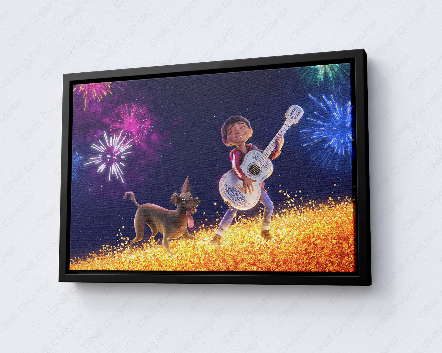 Coco Canvas Print with Black Floating Frame for Modern Home and Family Room Decor