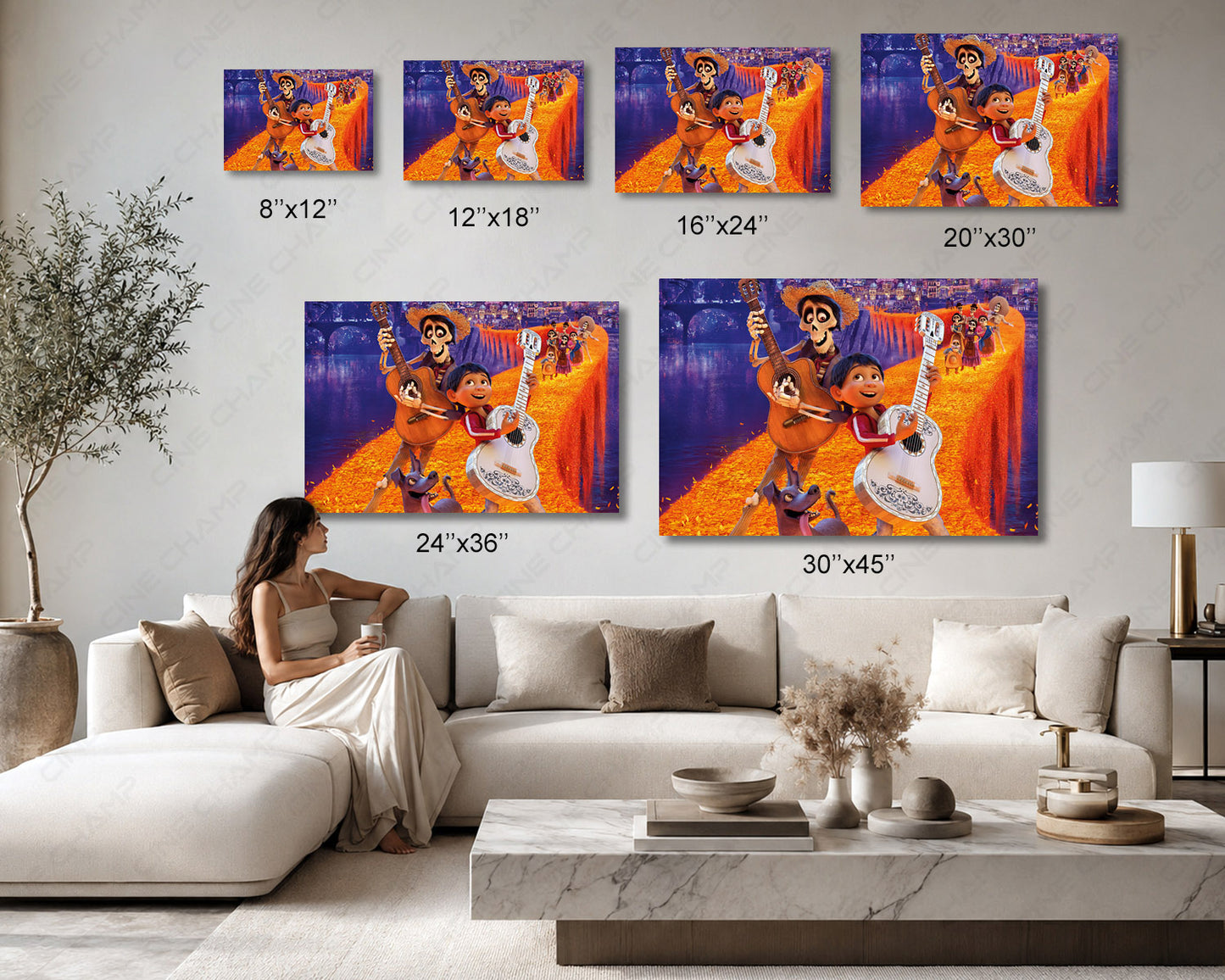 Coco Canvas Wall Art Available in Multiple Sizes for Home, Office, Bedroom, Kids Room, Playroom, and Family Room Decor