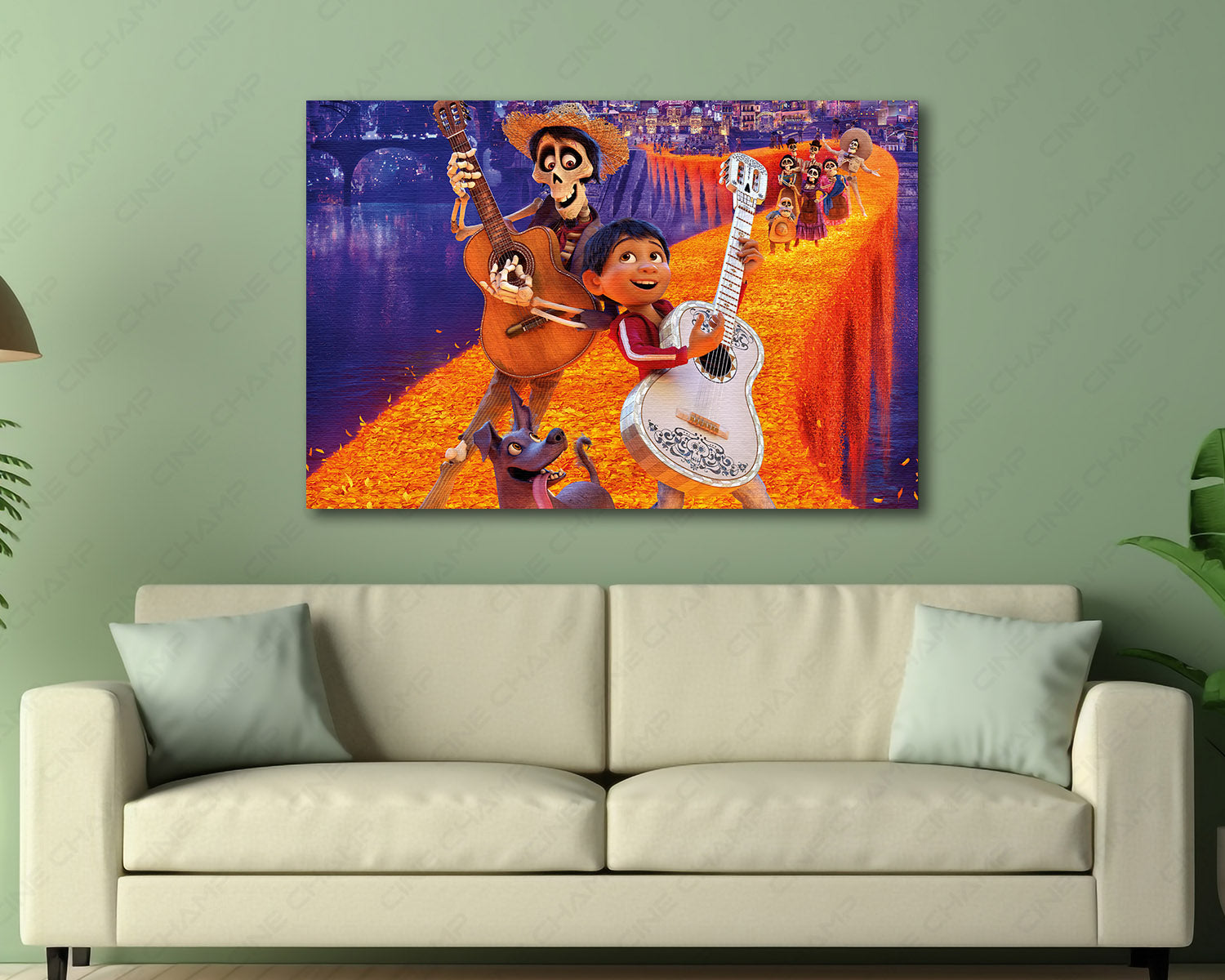 Coco Canvas Wall Art Displayed in a Contemporary Living Room Interior