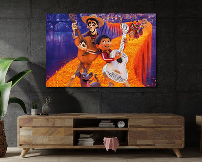 Coco Canvas Wall Art Displayed on a Cabinet Wall in a Modern Interior