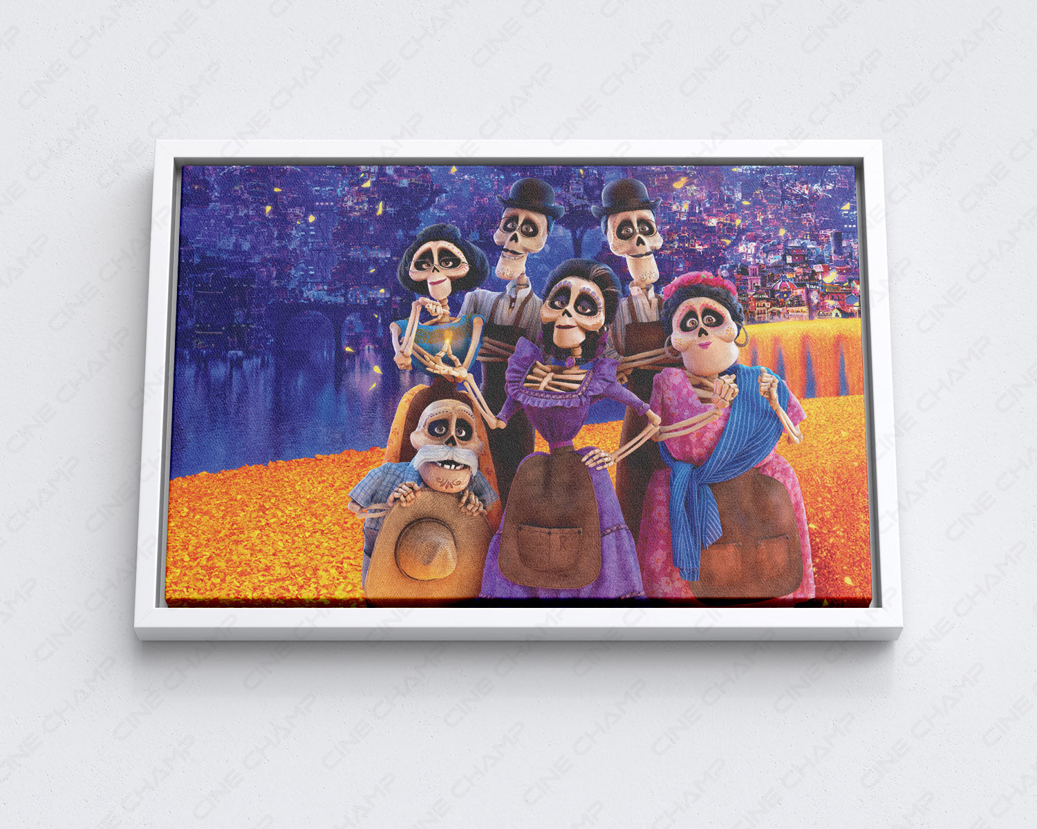 Coco Premium Canvas Print with White Floating Frame for Stylish Pixar-Themed Wall Decoration
