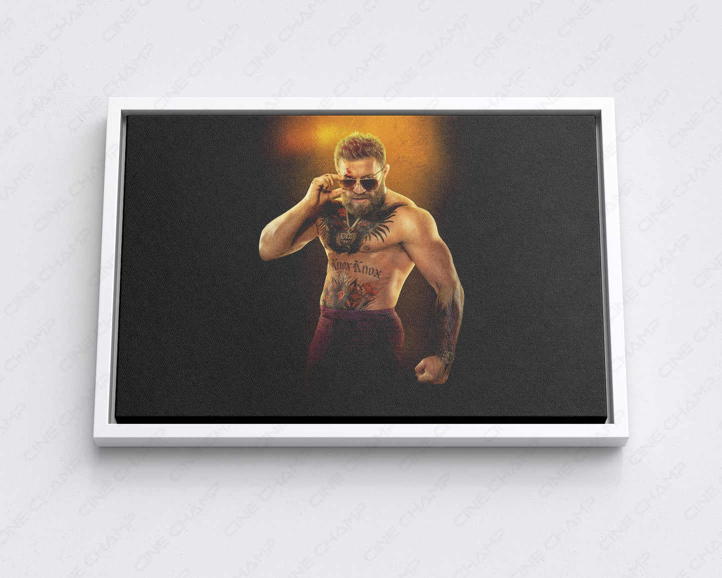 Conor McGregor in Road House Canvas Wall Art with White Floating Frame for Stylish Action Movie Wall Decoration