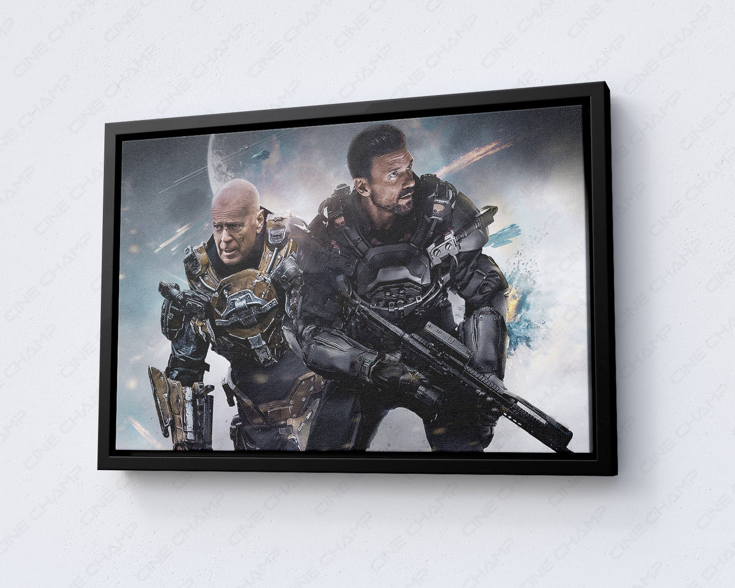 Cosmic Sin Canvas Print with White Floating Frame for Stylish Sci-Fi Movie Wall Decoration