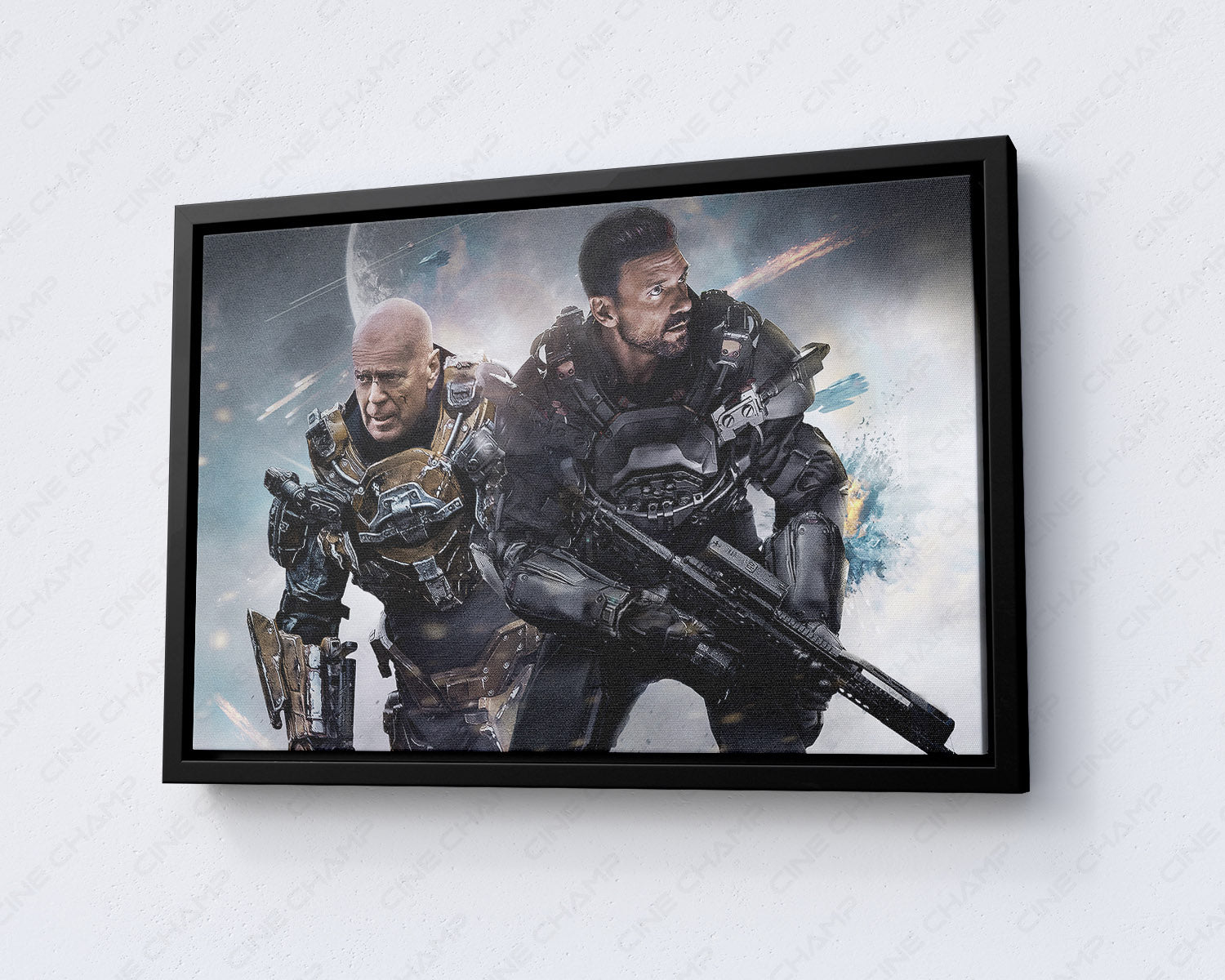 Cosmic Sin Canvas Print with White Floating Frame for Stylish Sci-Fi Movie Wall Decoration
