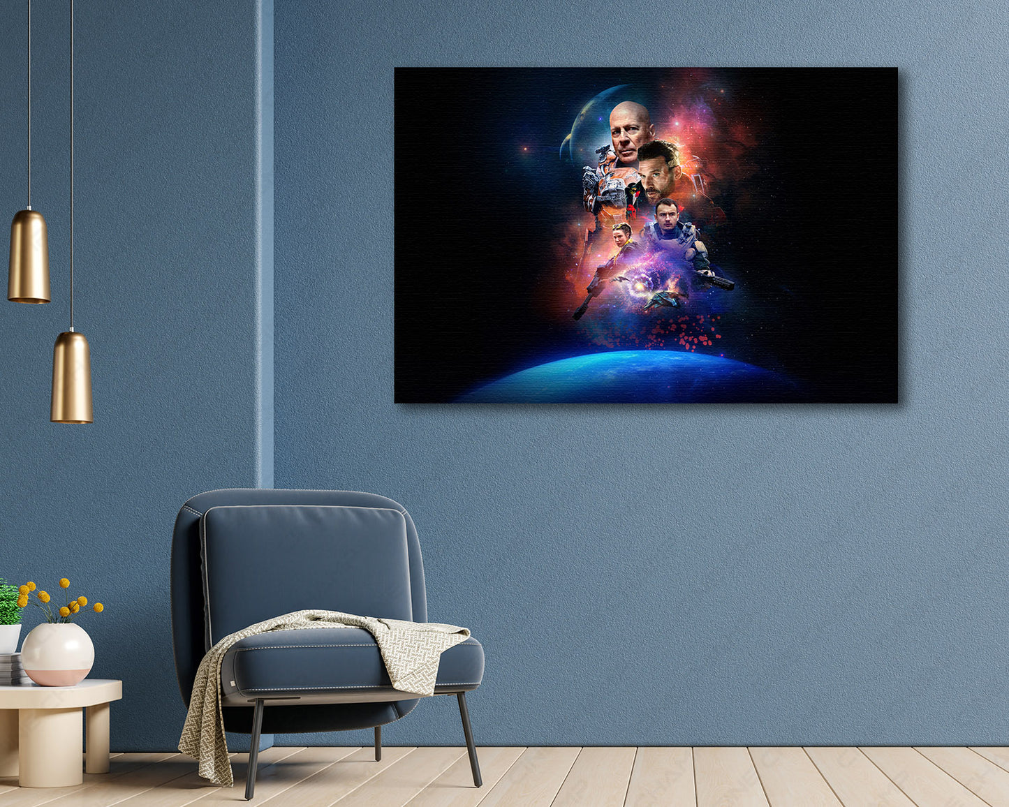 Cosmic Sin Canvas Wall Art Above Executive Desk in a Modern Corporate Office