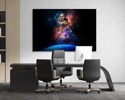 Cosmic Sin Canvas Wall Art Displayed in a Modern Executive Office with Contemporary Interior Design
