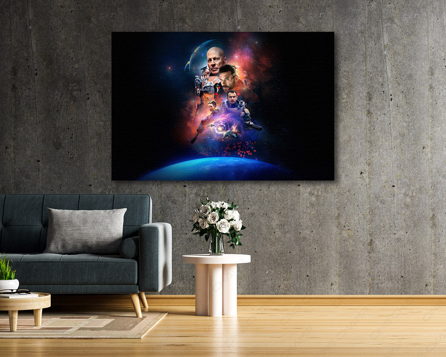 Cosmic Sin Canvas Wall Art Enhancing a Professional Workspace with Cinematic Sci-Fi Wall Decor