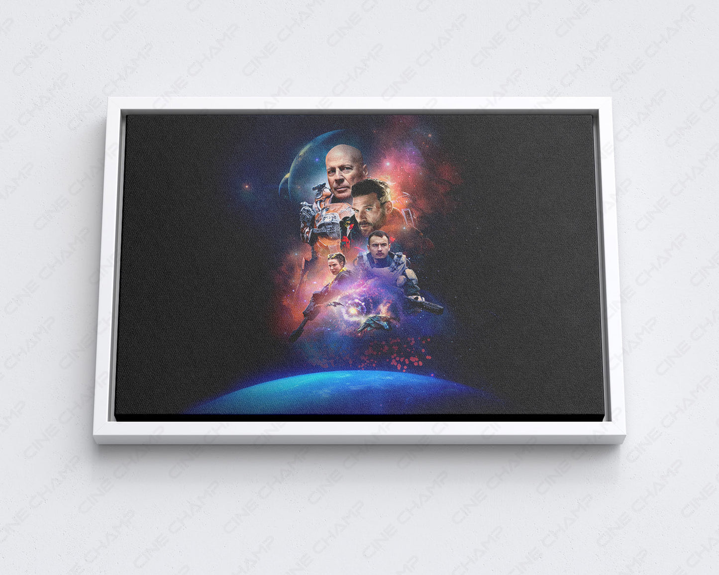 Cosmic Sin Canvas Wall Art with White Floating Frame for Elegant Office Interior Decoration