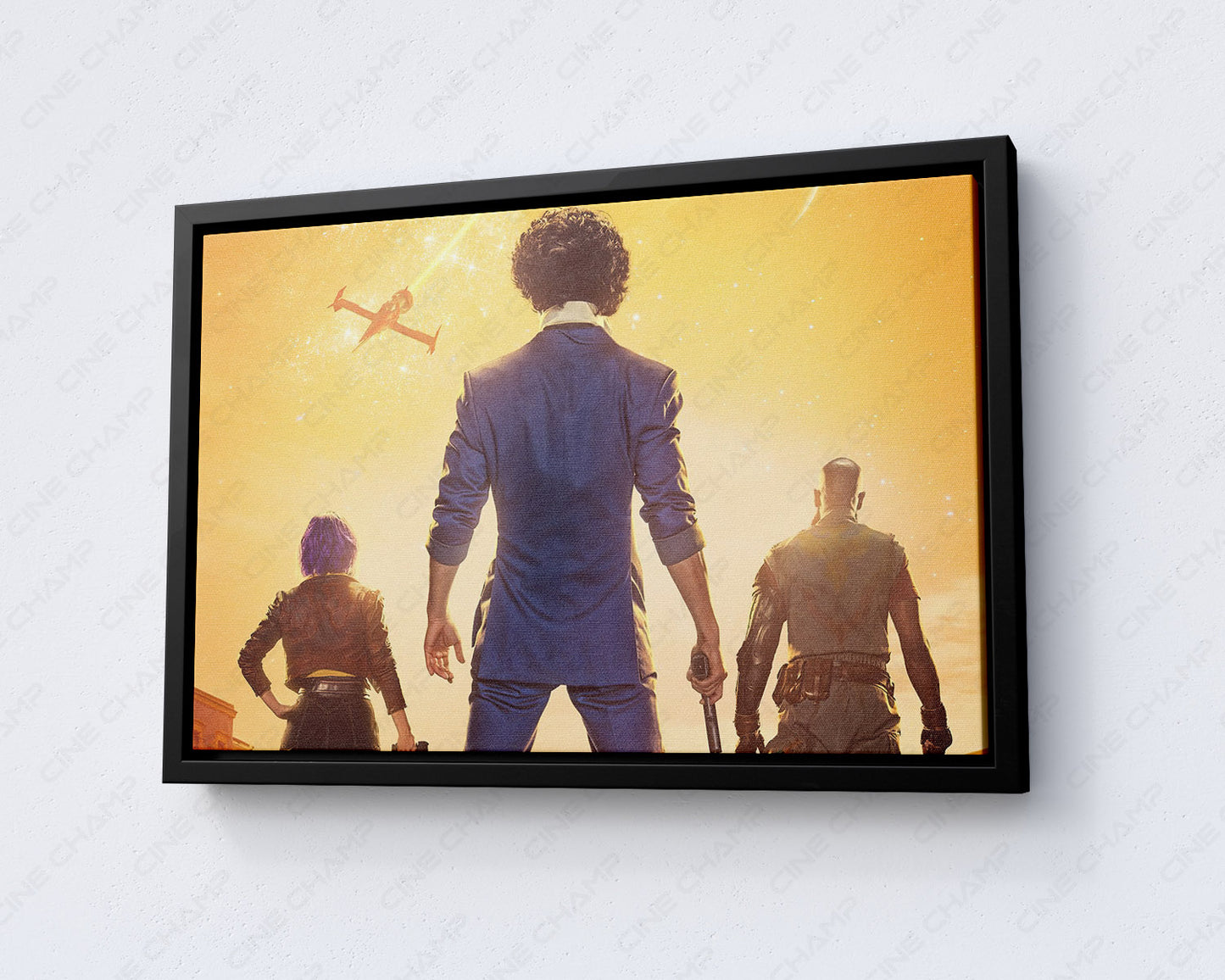 Cowboy Bebop Canvas Print with Black Floating Frame for Luxury Office Wall Decor