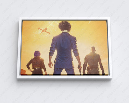 Cowboy Bebop Canvas Print with White Floating Frame for Elegant Office Interior Decoration