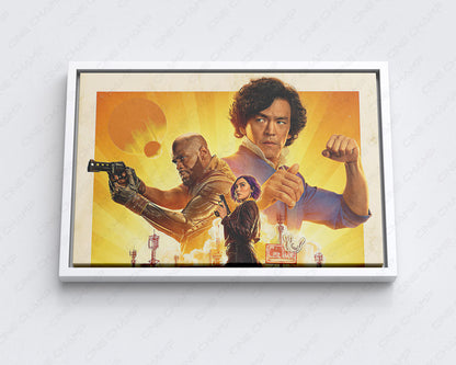 Cowboy Bebop Canvas Wall Art with White Floating Frame for Elegant Office Interior Decoration