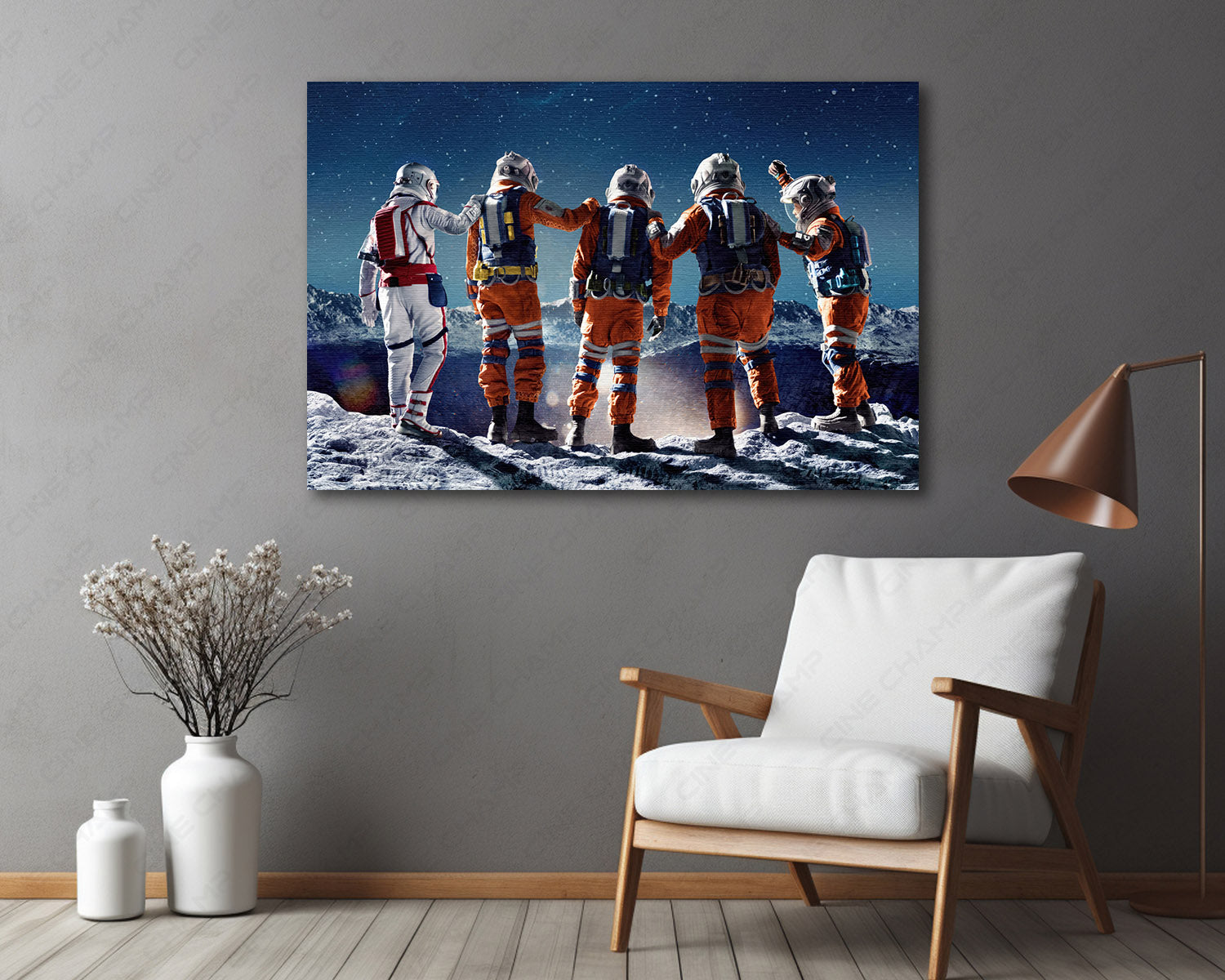 Crater Canvas Print Above Executive Desk in a Modern Corporate Office