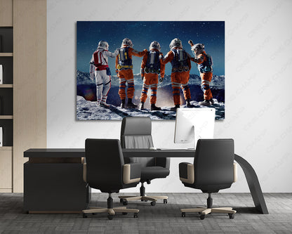 Crater Canvas Print Displayed in a Modern Executive Office with Contemporary Interior Design