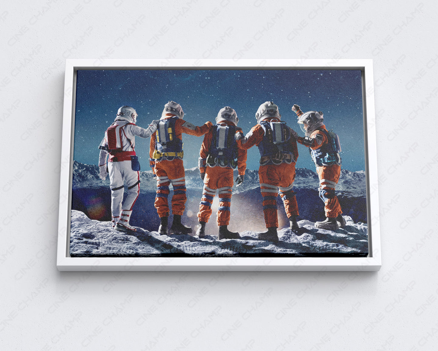 Crater Canvas Print with White Floating Frame for Elegant Office Interior Decoration
