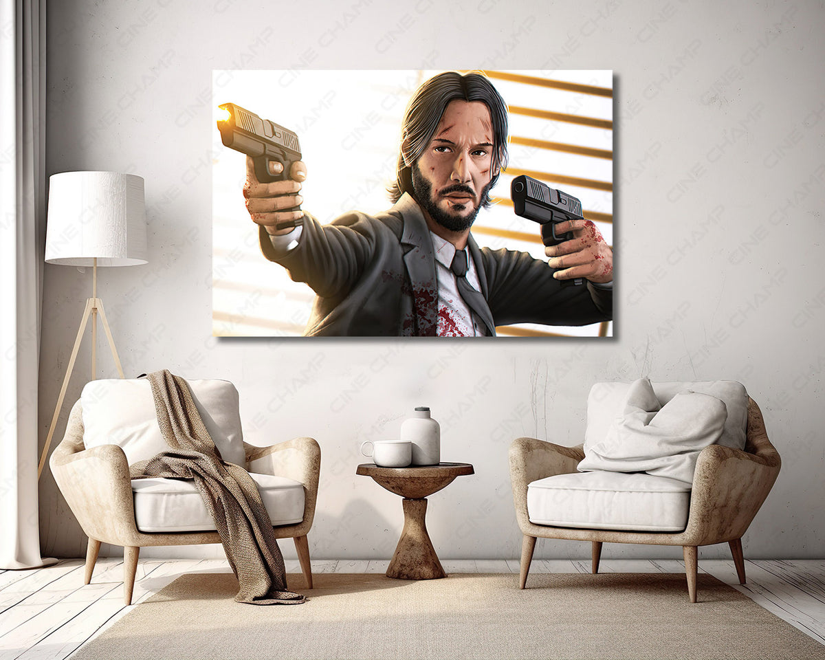 Creative John Wick character fan canvas artwork