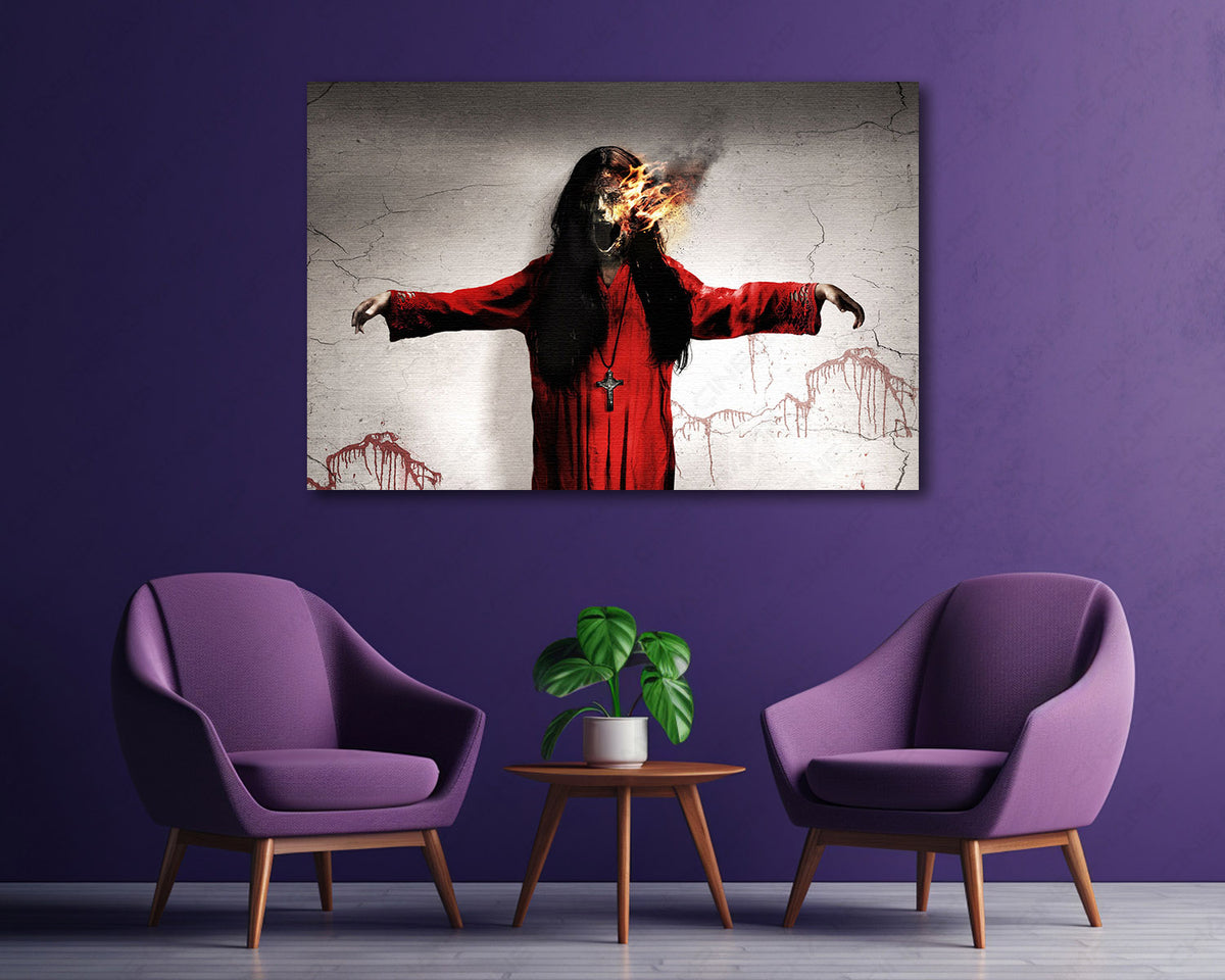 Creepy Demon Eye gothic canvas artwork