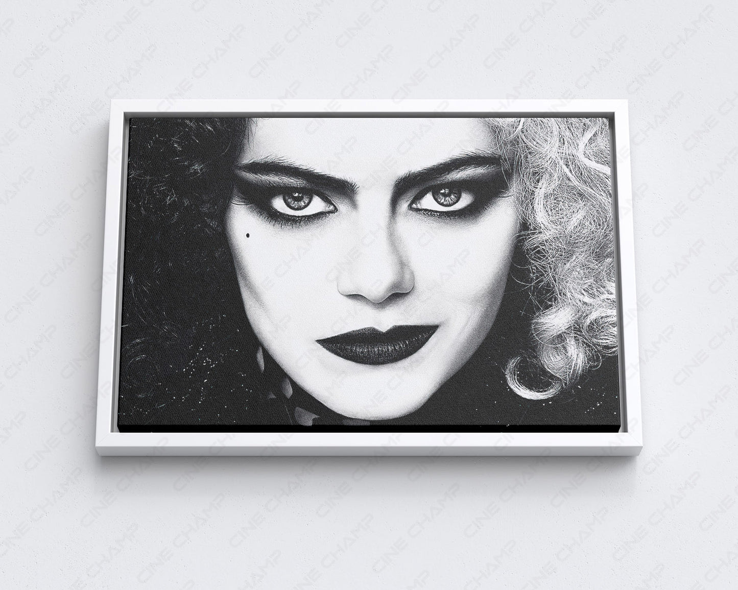 Cruella Canvas Print with White Floating Frame for Elegant Interior Wall Decor