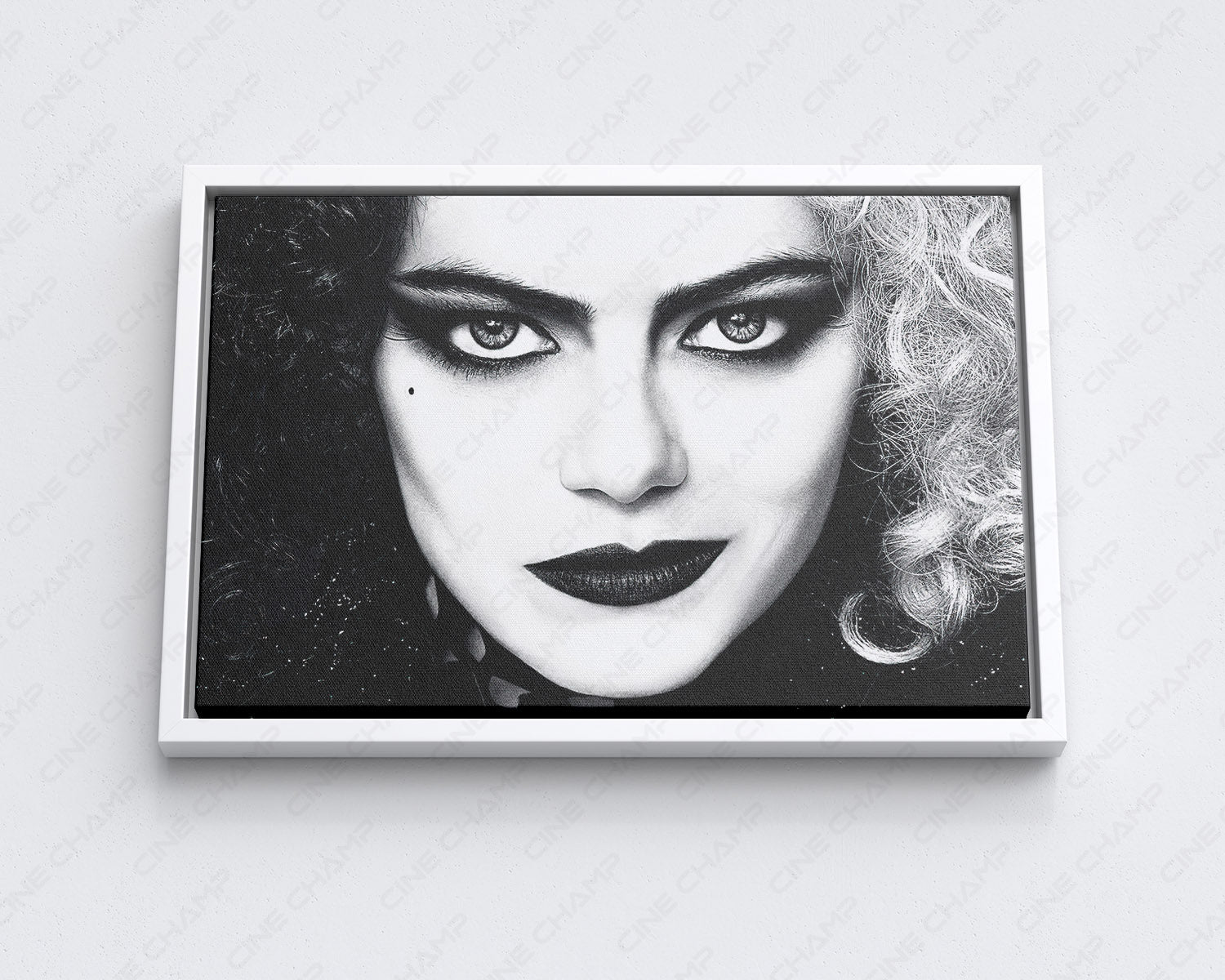 Cruella Canvas Print with White Floating Frame for Elegant Interior Wall Decor