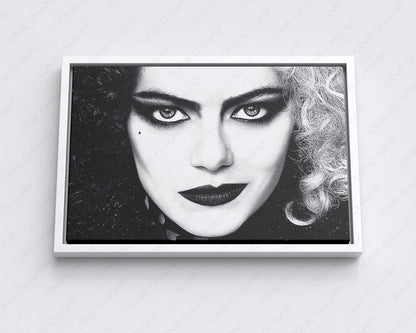 Cruella Canvas Print with White Floating Frame for Elegant Interior Wall Decor