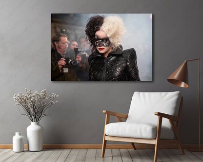 Cruella Canvas Wall Art Creating a Bold Cinematic Focal Point in a Modern Reading Corner