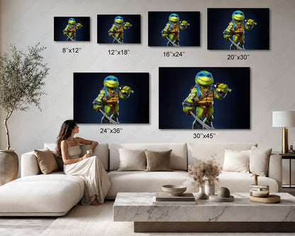 Cute Leonardo Canvas Print Available in Multiple Sizes for Living Room, Kids Room, Bedroom, Office, Playroom, and Gaming Room Decor