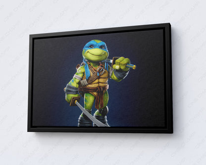 Cute Leonardo Canvas Print with Black Floating Frame for Contemporary Home Decor