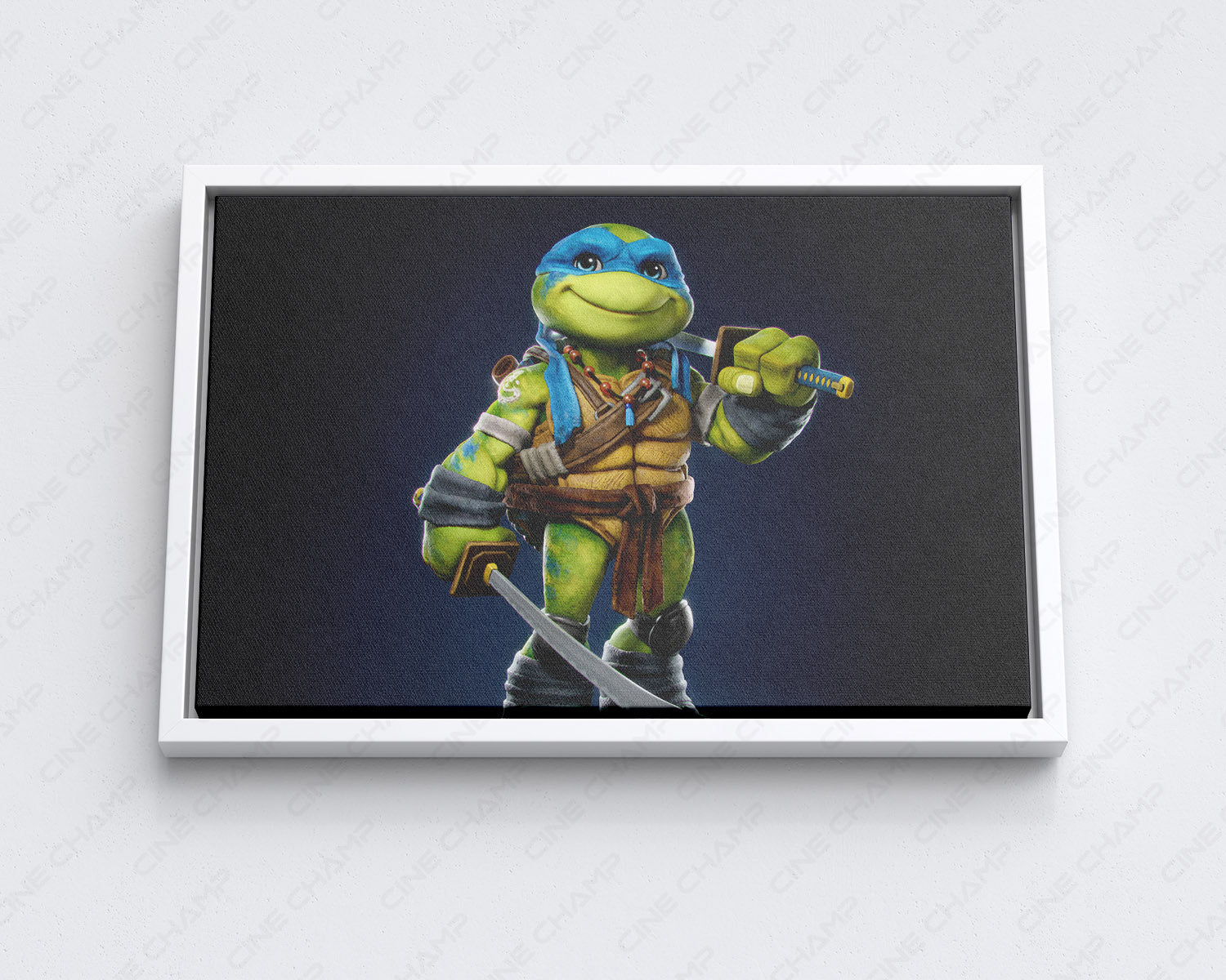 Cute Leonardo Canvas Print with White Floating Frame for Elegant Interior Wall Decor