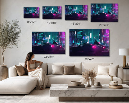 Cyberpunk 2077 x The Batman Canvas Print Available in Multiple Sizes for Living Room, Office, Bedroom, Gaming Room, Home Theater, and Media Room Decor