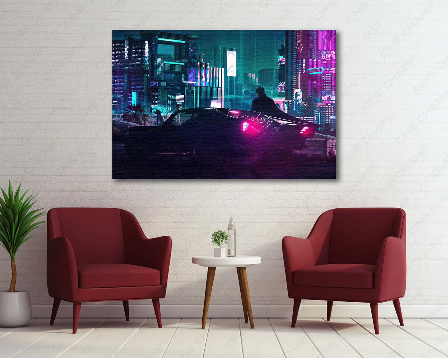 Cyberpunk 2077 x The Batman Canvas Print Creating a Bold Cyberpunk Focal Point in a Modern Gaming Room