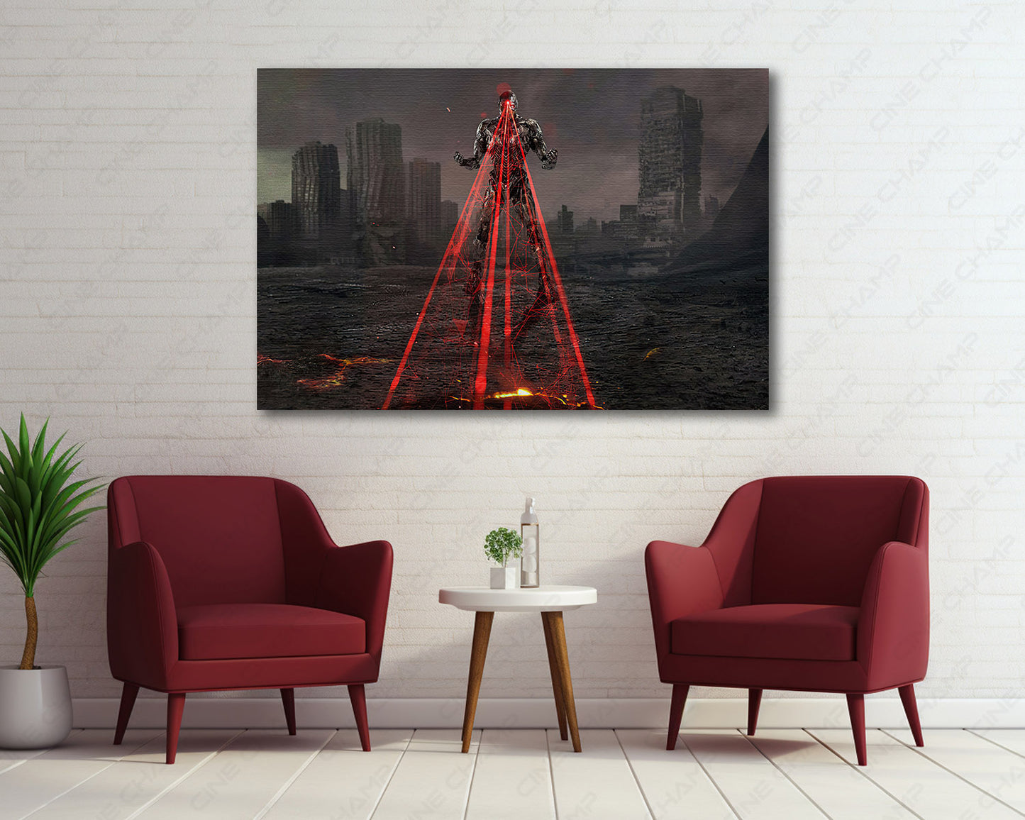 Cyborg Canvas Wall Art Creating a Bold Superhero Focal Point in a Modern Gaming Room