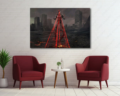Cyborg Canvas Wall Art Creating a Bold Superhero Focal Point in a Modern Gaming Room