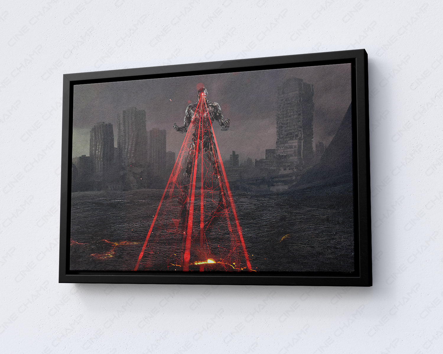 Cyborg Canvas Wall with Black Floating Frame for Contemporary Home Decor